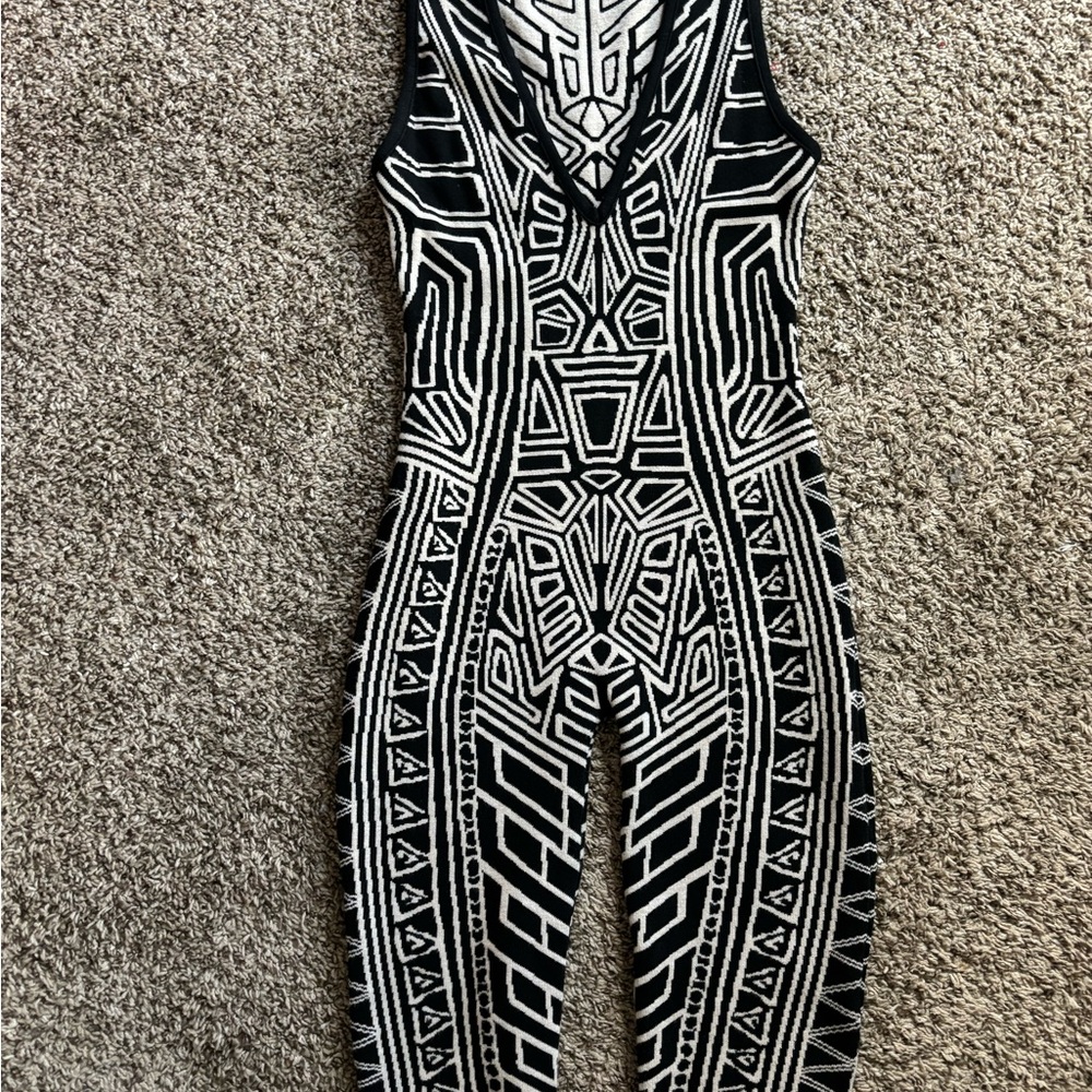 Geometric Black and White Jumpsuit